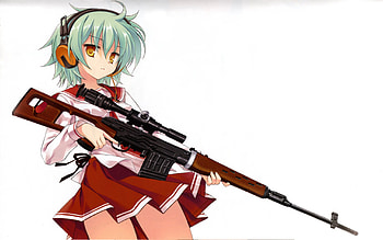 Reki, anime girl, gun long, rifle, school uniform, head, hidan no aria, female HD wallpaper