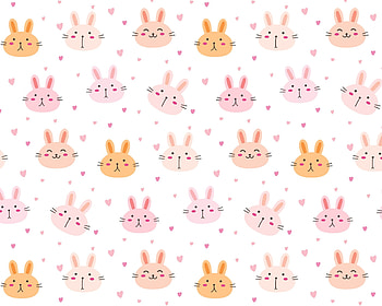 Pattern, bunny, white, pink, texture, orange, rabbit HD wallpaper