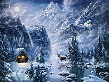 lonesome deer, winter, snow, mountain, deer HD wallpaper
