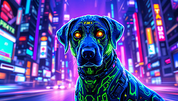 Neon Labrador Retriever in Ultra, Labrador Retriever, cyberpunk, dog, neon, futuristic HD wallpaper