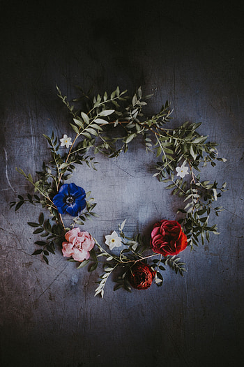 Flowers, Leaves, Composition, Wreath HD phone wallpaper