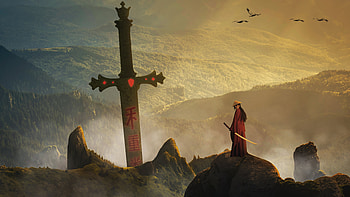 Samurai On Legendary Sword Island , samurai, artist, artwork, digital-art, artstation HD wallpaper