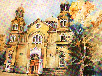 Beautiful Church, architecture, , colors, colours, church, beauty, tree, old, streen, religious, painting, pretty, bulgaria, paint, beaautiful HD wallpaper
