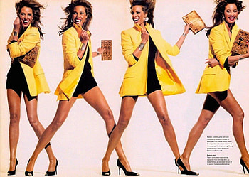 Christy Turlington - legs only;), black, long legs, graphy, supermodel, beauty, famous, nice, celebrity, 90s, classy, happy, lips, happiness, sensual, sexy, smiling, christy turlington, high heels, brunette, eyes, beautiful, woman, elegant, fashion, pretty, yellow, face, tempting, chic, legs HD wallpaper