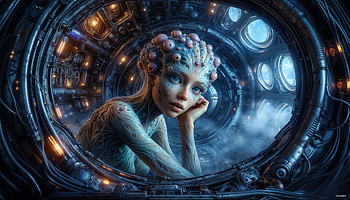 Alien girl, sci-fi character, AI Art HD wallpaper