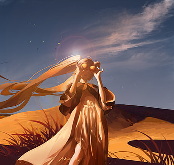 Desert, outdoor, Hatsune Miku, anime girl HD wallpaper
