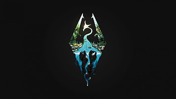 The Elder Scrolls : Skyrim Logo, blue, river, black, skyrim, fus ro dah, wow, dragon, , amazing, water, popular, gorgeous, beautiful, high quality, mountain, logo, green, nature, elder scrolls HD wallpaper