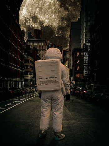 To The Moon, atmosphere, astronaut, street, Midnight, alien HD phone wallpaper
