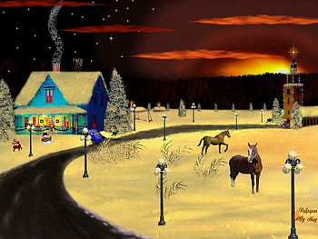 Charming sunset, winter, holiday, snow, christmas, sunset, tree HD wallpaper