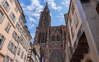Cathedral in Strasbourg, France, France, houses, church, cathedral HD wallpaper