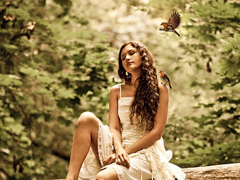 Girl w Birds, cool, girl, birds HD wallpaper