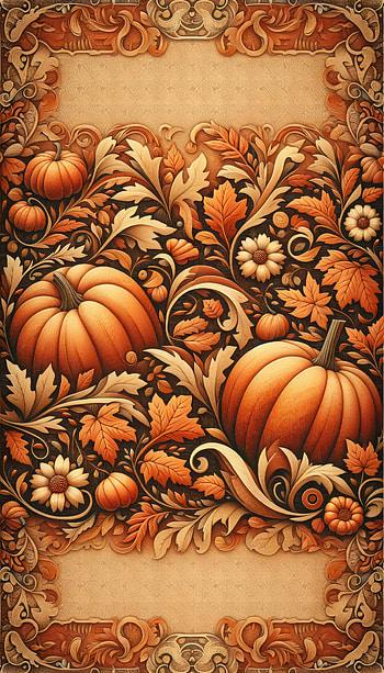 Autumn Pumpkins Vintage Design, pumpkin, Autumn, foliage, floral, decorative HD phone wallpaper
