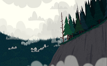 Trees, Art, Clouds, Forest, Break, Precipice, Fir, Spruce HD wallpaper