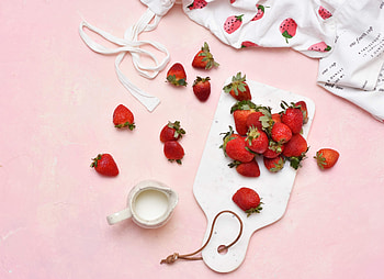 Food, Strawberry, Pink, Desert, Cream HD wallpaper