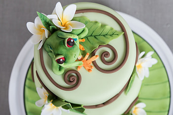 Happy Birtay!, sweet, white, dessert, frog, food, orange, cake, flower, green, birtay HD wallpaper