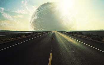 Landscape, Roads, Planets HD wallpaper