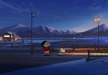 Shinchan Nohara: Moonlit Pier — Anime, Anime, Crayon Shin-chan, Shinchan Nohara, anime landscape HD wallpaper