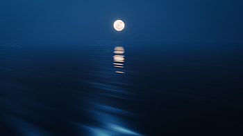 Moon Rising Over The Ocean At Night, moon, ocean, night, nature HD wallpaper