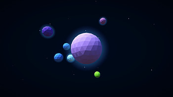 Digital art, planet system, abstract, minimal HD wallpaper
