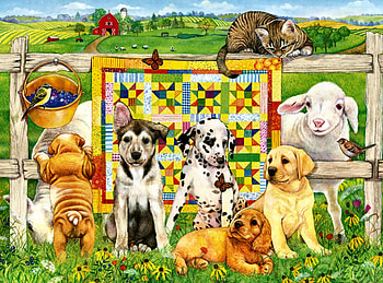 The Quilting Club F1, bird, art, landscape, dg, feline, cat, beautiful, avian, artwork, scenery, wide screen, painting, sheep, quilt, songbird, anine HD wallpaper