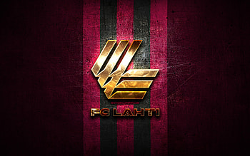 FC Lahti, golden logo, Veikkausliiga, purple metal background, football, finnish football club, FC Lahti logo, soccer, Lahti FC HD wallpaper