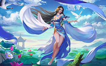 Dancer, blue, veils, art, , girl, woman, digital, fantasy, pretty HD wallpaper