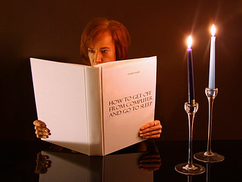 Addicted to computer, night, book, light, candles, woman HD wallpaper