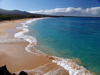 Makena's Big Beach, Oneloa Beach, sky, sand, ocean, beach HD wallpaper