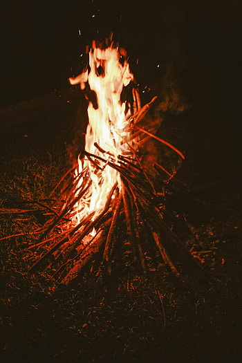 Fire, Bonfire, Dark, Firewood HD phone wallpaper