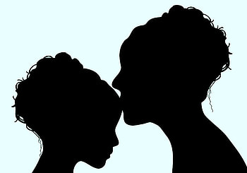 Mother's kiss, mother, love silhouette, kiss, daughter HD wallpaper