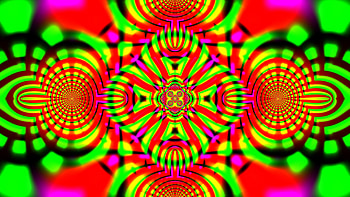 Dark Green Red Yellow Kaleidoscope Pattern Shapes Abstraction Abstract HD wallpaper