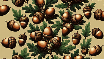 Oak Acorns and Leaves, acorn, botanical illustration, foliage HD wallpaper