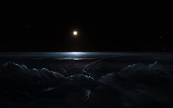dark sky, fun, moon, space, cool, nature, ocean HD wallpaper