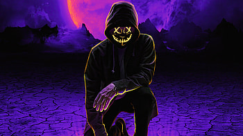 Breaking The Ground, neon, mask, artist, artwork, digital-art, hoodie HD wallpaper