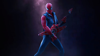 Spider Man Playing Guitar , spiderman, superheroes, artwork, artist HD wallpaper