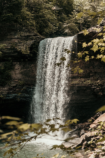 Nature, Waterfall, Forest, Break, Precipice, Flow HD phone wallpaper
