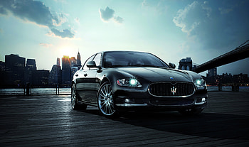 Maserati Quattroporte Sport GTS, skyline, city, cars, quattroporte, maserati quattroporte, skyscrapers, bridge, maserati, sunset HD wallpaper