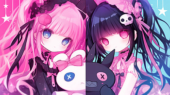 of My Melody and Kuromi from Onegai My Melody, Anime, Onegai My Melody, My Melody (Onegai My Melody), Kuromi (Onegai My Melody) HD wallpaper