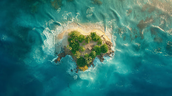 Tropical Oasis: Stunning Island Surrounded by Pristine Ocean Waves, ocean, island HD wallpaper