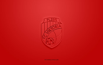 FC Viktoria Plzen, creative 3D logo, red background, Czech First League, 3d emblem, Czech football club, Plzen, Czech Republic, 3d art, football, FC Viktoria Plzen 3d logo HD wallpaper