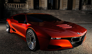 BMW, car, parked, orange, super HD wallpaper