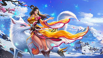White Fox, digital, fantasy, art, pretty, , girl, fox, woman HD wallpaper