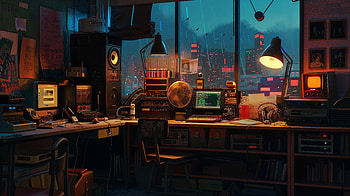 Lofi-Themed Room Interior, lofi, interior, room, studio, night HD wallpaper