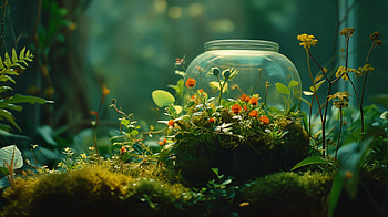 Enchanting Terrarium Wonderland, terrarium, flower, moss, nature HD wallpaper