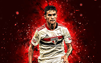 Rodrigo Nestor, , red neon lights, Sao Paulo FC, brazilian footballers, SPFC, soccer, Rodrigo Nestor Bertalia, Brazilian Serie A, football, Brazil, Rodrigo Nestor , Rodrigo Nestor Sao Paulo FC HD wallpaper