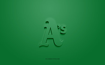 Oakland Athletics emblem, creative 3D logo, green background, American baseball club, MLB, California, USA, Oakland Athletics, baseball, Oakland Athletics insignia HD wallpaper