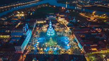 Lithuania travels, Kaunas lithuania, City lights birds HD wallpaper