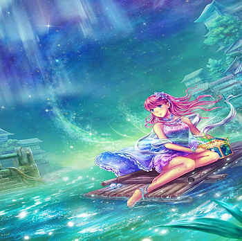 Blue Sky, blue, orginal, fantasy, pretty, art, sky, girl HD wallpaper