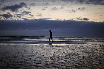 Sky, Beach, Horizon, Silhouette, Miscellanea, Miscellaneous, Loneliness HD wallpaper