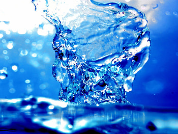Splashes of water, blue, splashes, water, 3d HD wallpaper